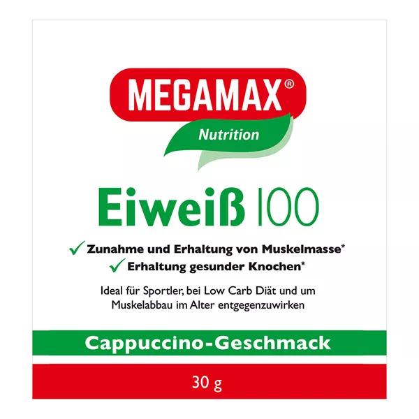 MEGAMAX Einzelportion Eiweiss 100 CAPPUCCINO 30 g