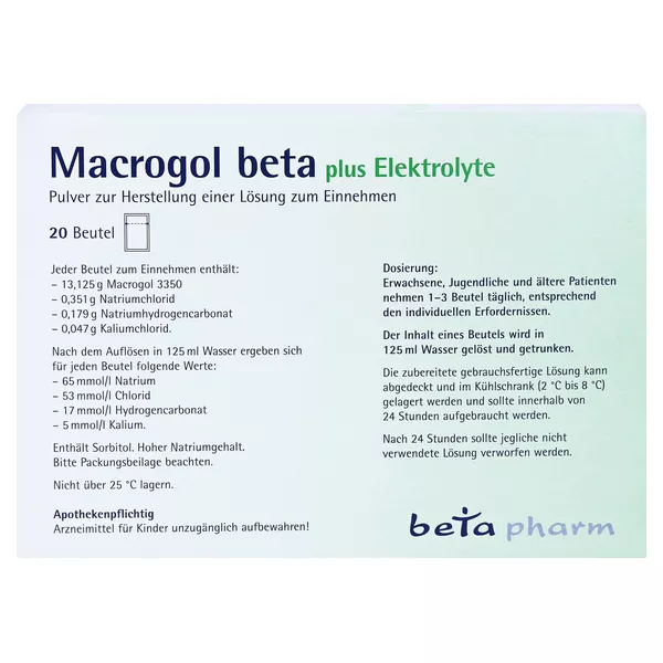Macrogol beta plus Elektrolyte Pulver 20 St