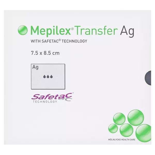 Mepilex Transfer Ag Schaumverband 7,5x8, 10 St
