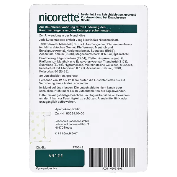nicorette 2 mg Lutschtablette freshmint - Jetzt 20% Rabatt sichern* 20 St