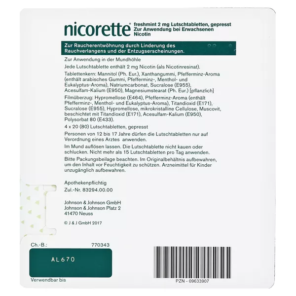 nicorette freshmint Lutschtablette 2 mg, 80 St.