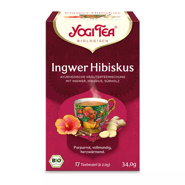 YOGI TEA, Ingwer Hibiskus, Bio Kräutertee 17X2 g