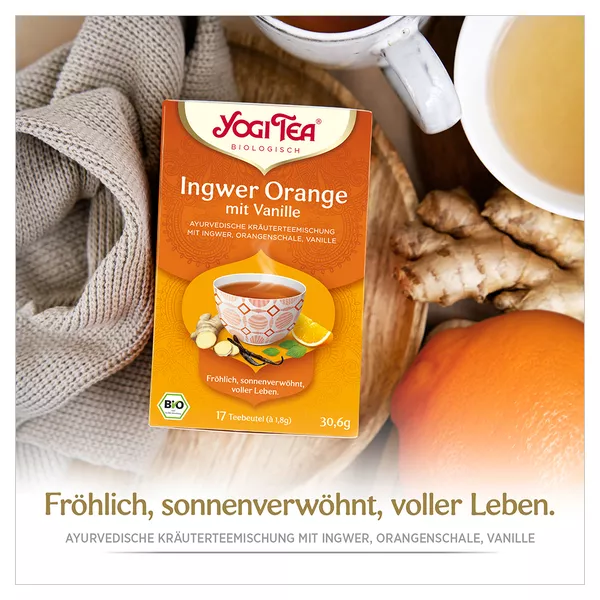 YOGI TEA, Ingwer Orange mit Vanille, Bio Kräutertee 17X1,8 g
