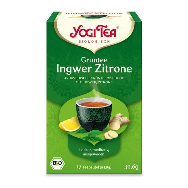 YOGI TEA, Grüntee Ingwer Zitrone, Grüner Bio-Tee 17X1,8 g