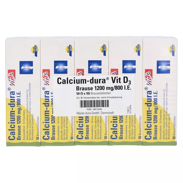 Calcium DURA Vit D3 Brause 1200 mg/800 I 50 St