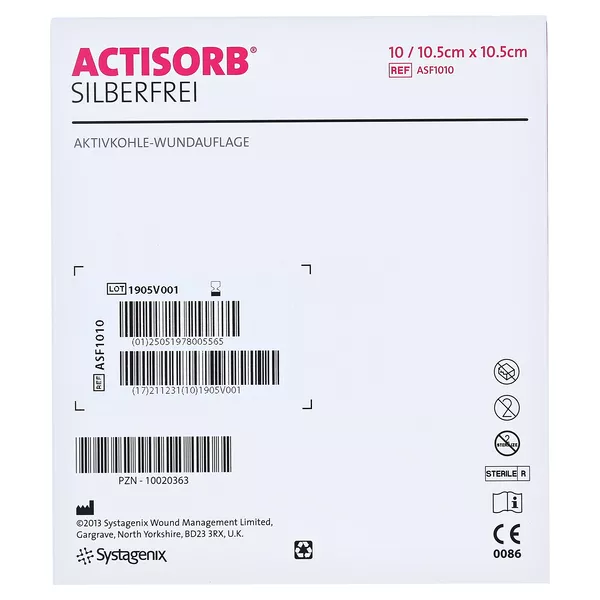 Actisorb Silberfrei 10,5x10,5 cm Aktivko 10 St