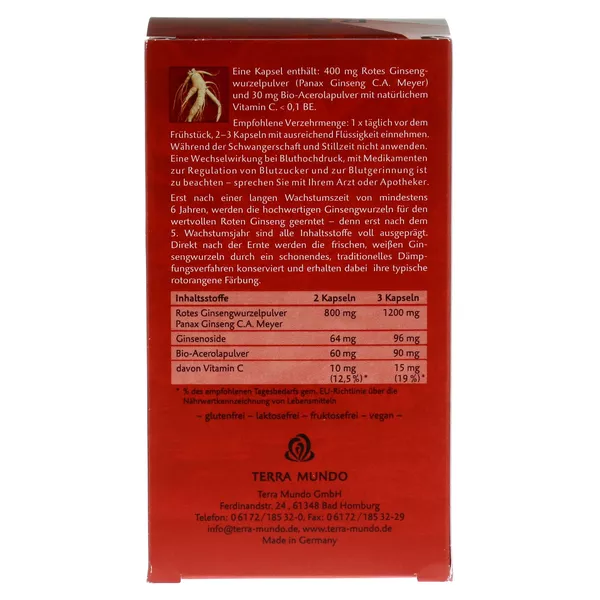 Roter Ginseng 400 mg 8% von Terra Mundo 120 St