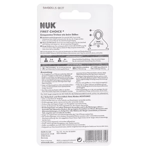 NUK First Choice+ Trinksauger Latex Gr.1, 2 St.