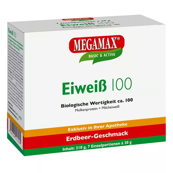 MEGAMAX Eiweiß 100 ERDBEERE 7X30 g