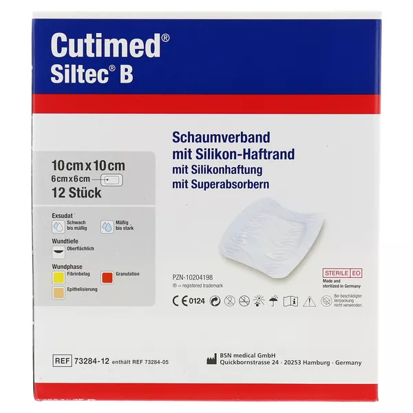 Cutimed Siltec B Schaumverb.10x10 cm m.H, 12 St.