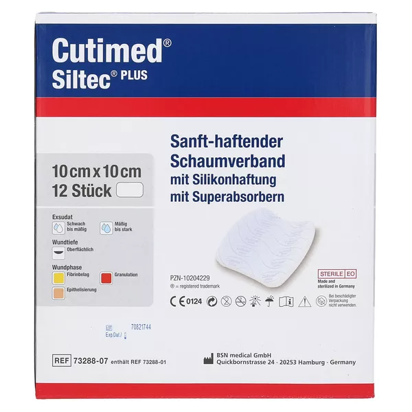 Cutimed Siltec Plus Schaumverb.10x10 cm, 12 St.