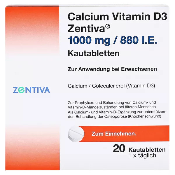 Calcium Vitamin D3 Zentiva 1000 mg/880 I 100 St