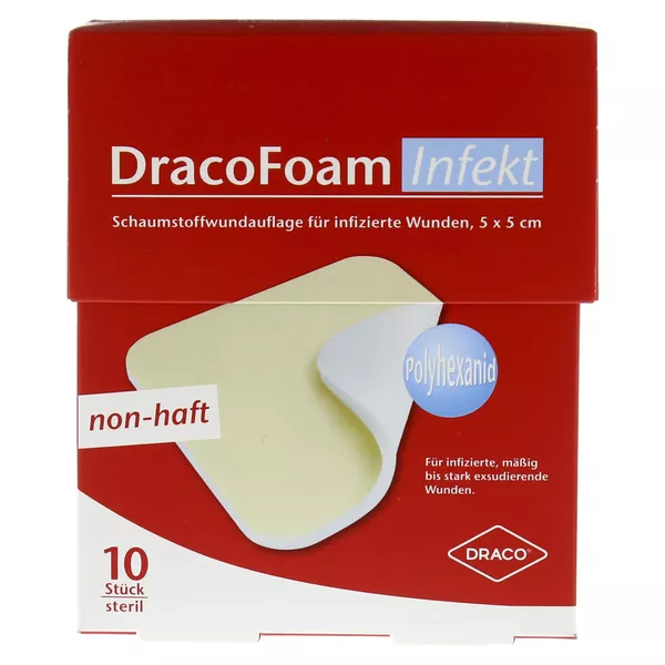 Dracofoam Infekt Schaumst.wundauf.5x5 cm, 10 St.