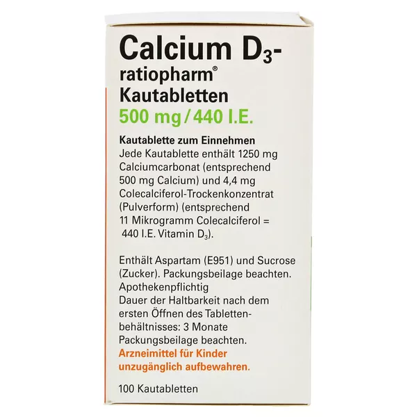 Calcium D3 ratiopharm Kautabletten, 100 St.