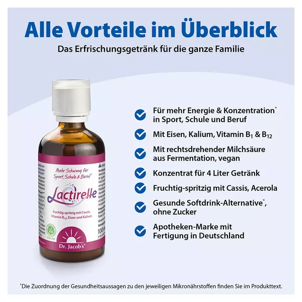 Dr. Jacob's Lactirelle Milchsäure-Cassis-Konzentrat Eisen 100 ml