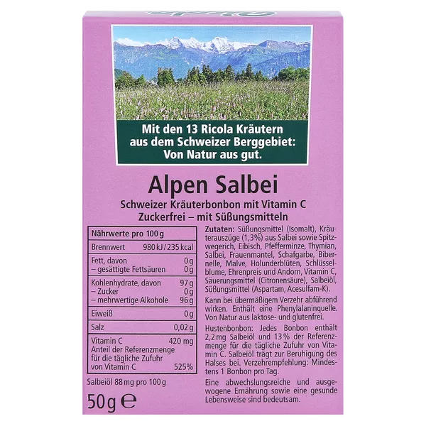 Ricola Alpen Salbei ohne Zucker Box 50 g