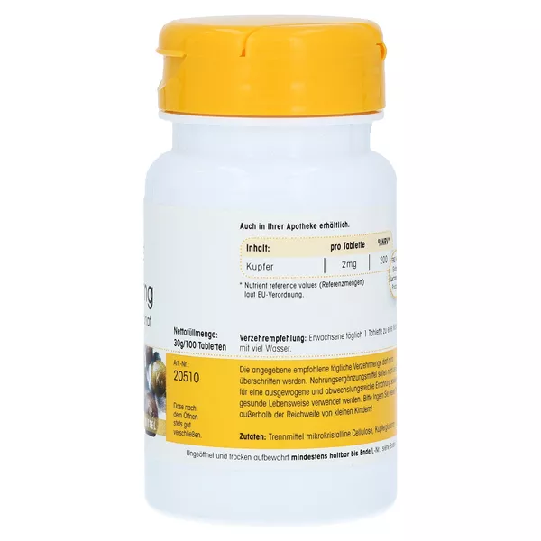 Kupfer 2 mg aus Kupfergluconat Tabletten 100 St