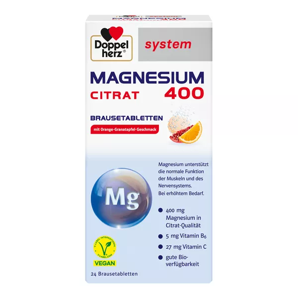 Doppelherz system Magnesium 400 Citrat mit Orange-Granatapfel-Geschmack 24 St