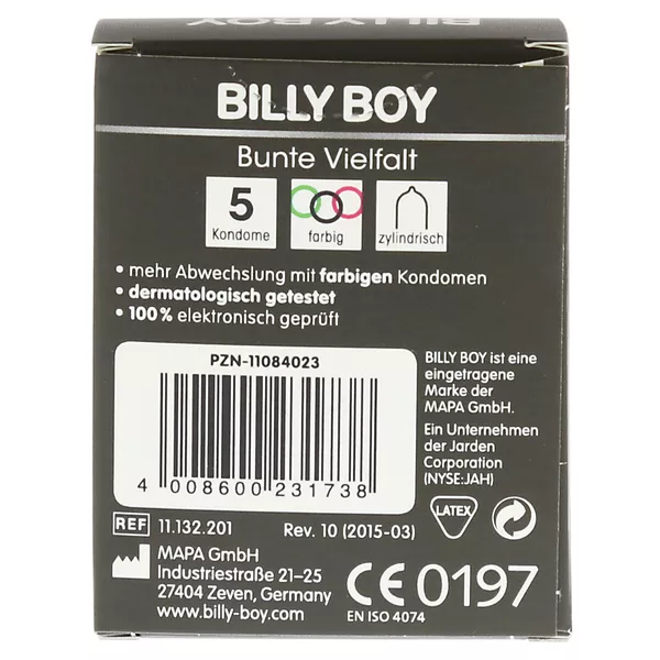 Billy Boy «Bunte Vielfalt» 5 bunt gemischte Kondome (5 Kondome) 5 St