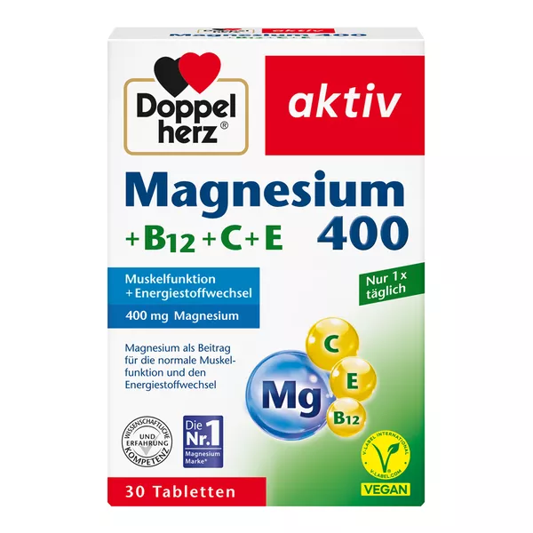 Doppelherz Magnesium 400+B12+C+E 30 St