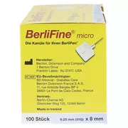 BerliFine micro Kanülen 0,25 x 8 mm 100 St