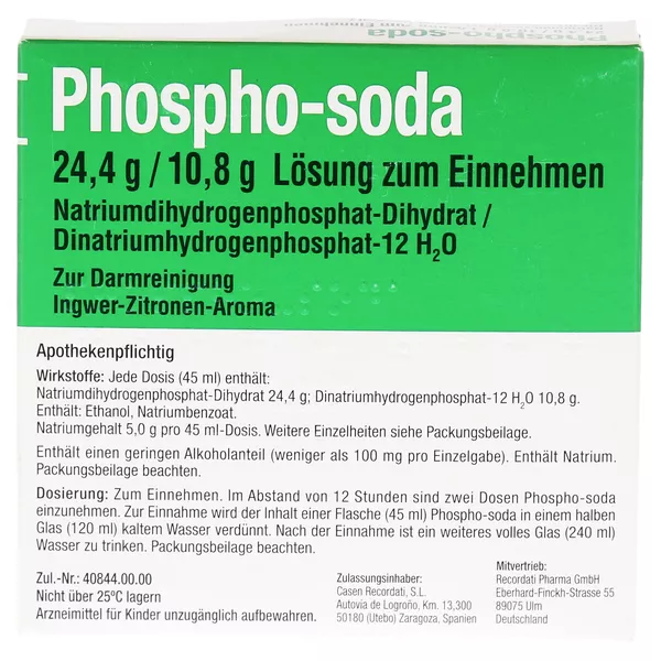 Phospho-soda 24,4 G/10,8 g Lösung zum Ei 2X45 ml