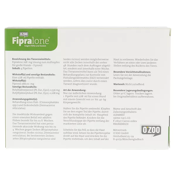 Fipralone 268 mg Lsg.z.Auftropf.f.große 4 St