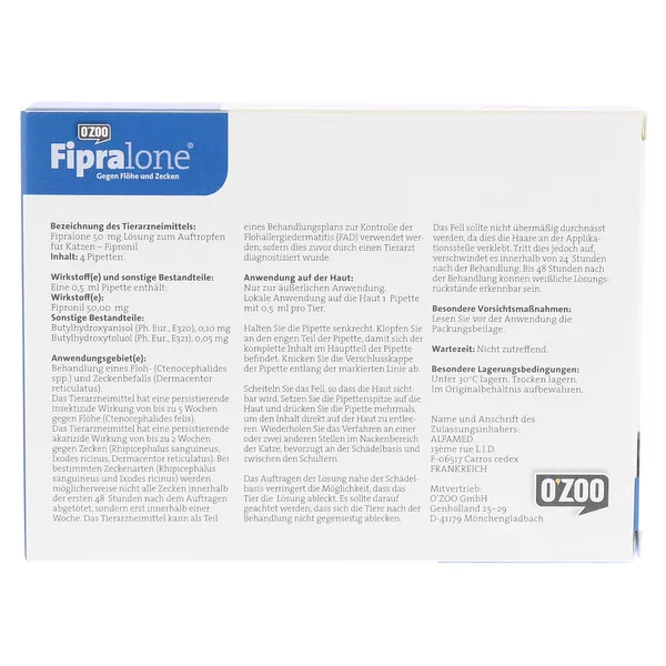 Fipralone 50 mg Lsg.z.Auftropf.f.Katzen 4 St