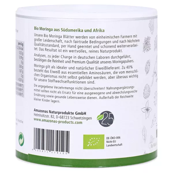 Amazonas Moringa Bio Pulver 100% pur, 200 g