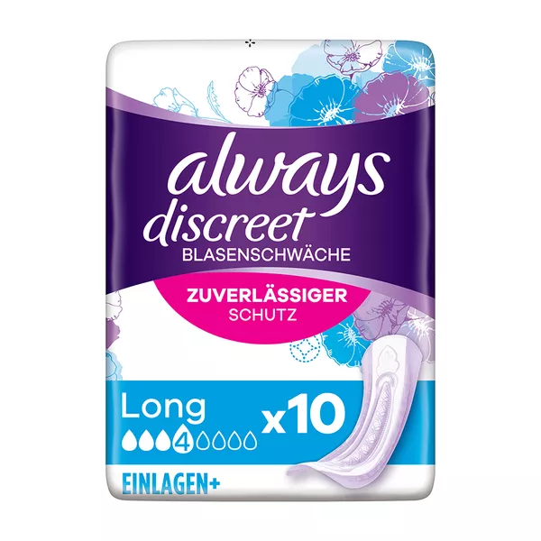 Always Discreet Inkontinenz-Einlagen Plus Long, 10 St.