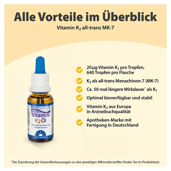 Dr. Jacob's Vitamin K2 Öl Alltrans MK7 640, 20 ml