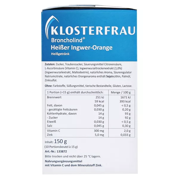 Klosterfrau Broncholind Heißer Ingwer-Orange 10X15 g