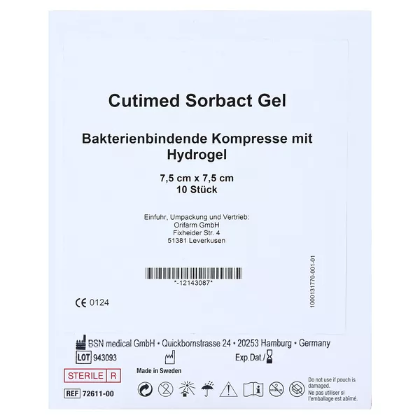 Cutimed Sorbact Gel Kompressen 7,5x7,5 c 10 St