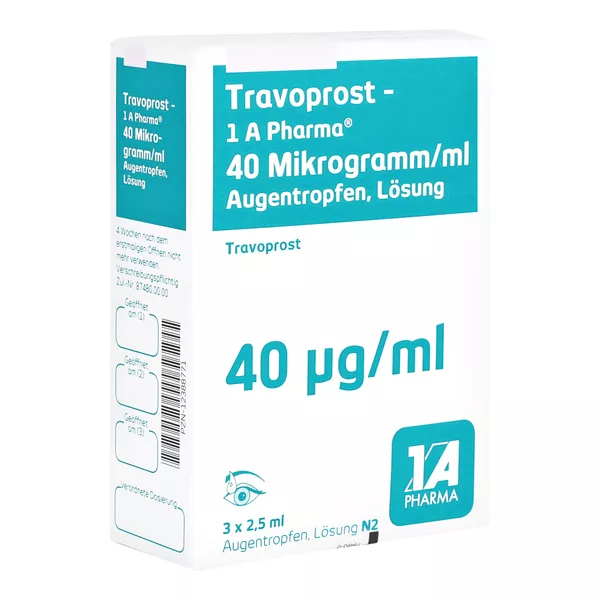TRAVOPROST-1A Pharma 40 Mikrogramm/ml Augentropfen 3X2,5 ml