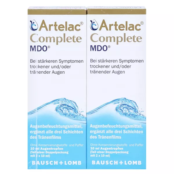 Artelac Complete MDO Augentropfen für trockene/ tränende Augen, 2 x 10 ml