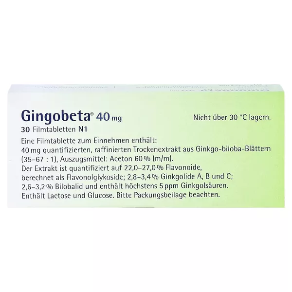 Gingobeta 40 mg Filmtabletten 30 St