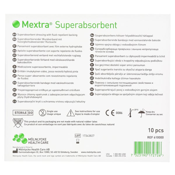 Mextra Superabsorbent Verband 12,5x12,5 10 St