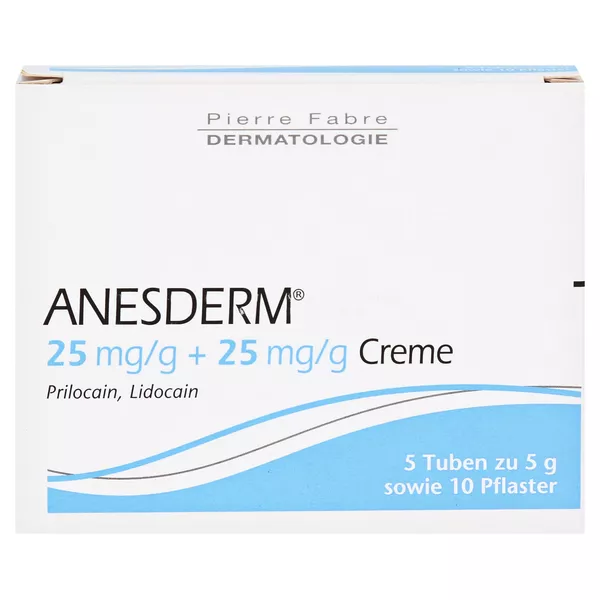ANESDERM 25 mg/g Creme + 10 Pflaster 25 g