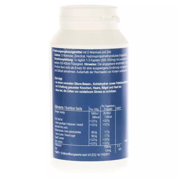 Vegavero PURE D-mannose+zink 500 mg Kaps 120 St