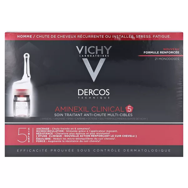 Vichy Dercos  Aminexil Clinical 5 für Männer Anti-Haarausfall-Behandlung 21X6 ml