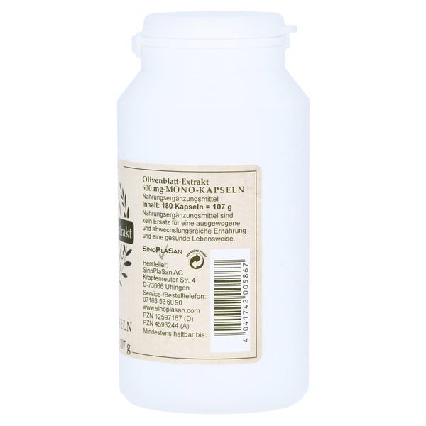Olivenblatt-extrakt 500 mg Mono-Kapseln 180 St
