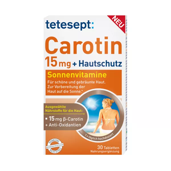 tetesept Carotin 15mg+Hautschutz 30 St