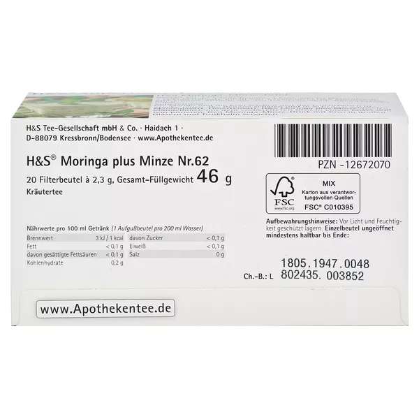 H&S Moringa plus Minze 20X2,3 g