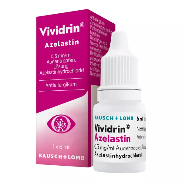 Vividrin Azelastin Augentropfen Akuthilfe bei Heuschnupfen und Allergien 6 ml