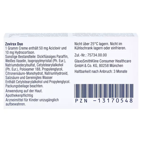 Zovirax Duo 50 mg/g / 10 mg/g, 2 g