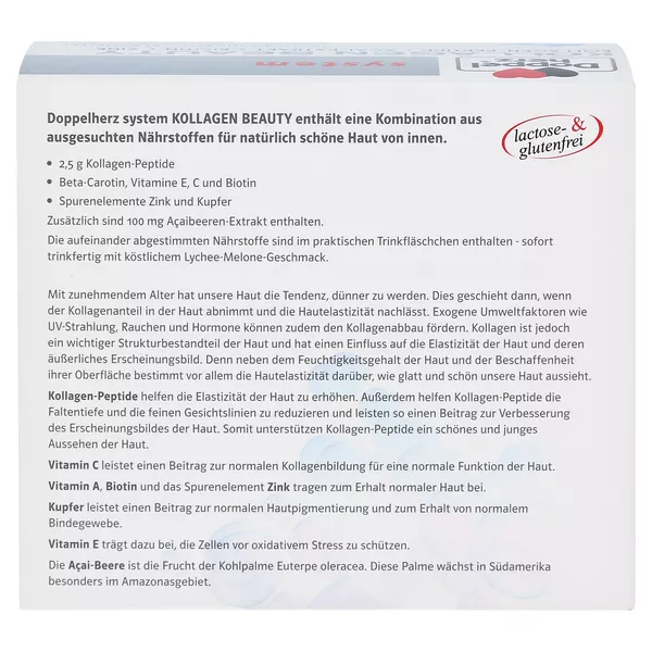 Doppelherz system Kollagen Beauty Kollagen-Peptide + Açai-Extrakt + Biotin + Zink 30 St