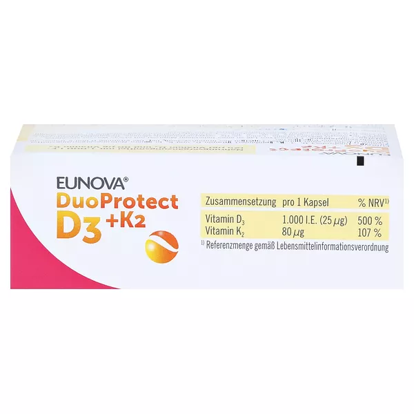 EUNOVA DuoProtect Vitamin D3+K2 1000IE/80UG 30 St