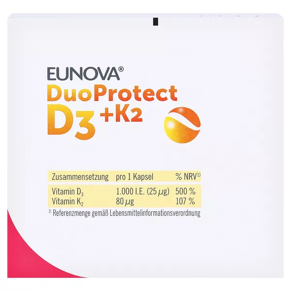 EUNOVA DuoProtect Vitamin D3+K2 1000IE/80UG 90 St