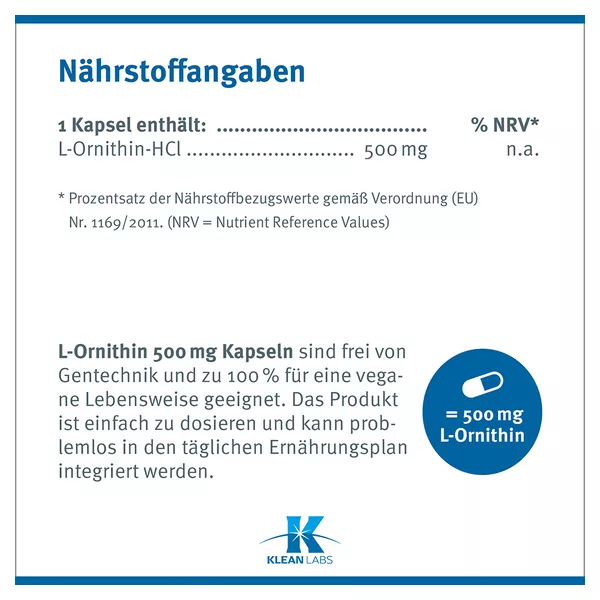 L-ornithin 500 mg Kapseln 60 St