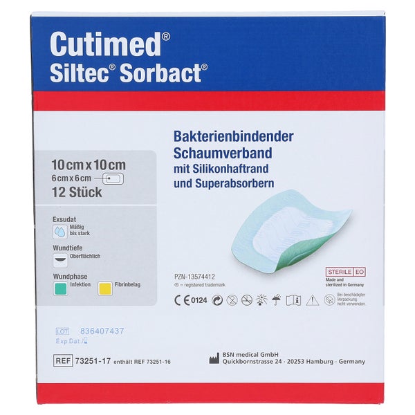 Cutimed Siltec Sorbact B PU-Verb.10x10 c 12 St